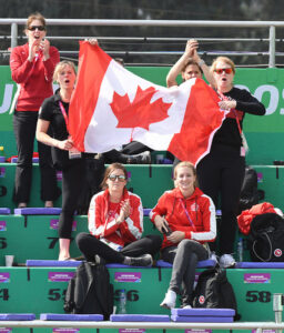 Canadian spectators cheer on Wheelchair Tennis athlete at Lima 2019 Olympic Games